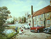 Noggin and Natter - MGB, MGA and MGTD automobile art print by Kevin Walsh