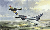 Typhoon Legacy, Eurofighter Typhoon and Spitfire aviation art print by Michael Rondot