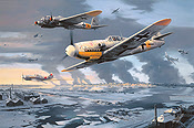 Stalingrad, Me-109 and He-111 aviation art print by Nicolas Trudgian
