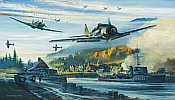 Fw-190 and Spitfire aviation art print by Robert Bailey