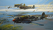 Crossfire, FW-190 JG-3 aviation art by Robert Bailey