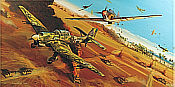 Desert Vulture, Ju-87B Stuka and Hawker Hurricane aviation art by Robert