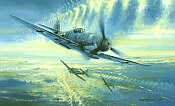 Horrido, Bf-109G-6 and Fw-190A aviation art print by Robert Bailey