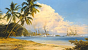 Peaceful Anchorage, german Navy Battleships maritime art print by Robert Taylor